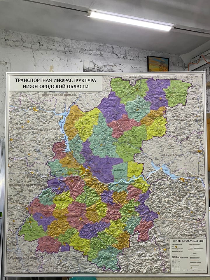 Рельефная карта «Транспортная инфраструктура Нижегородской области» в мастерской